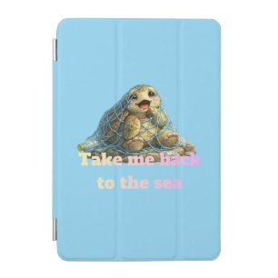 Sea Turtle Trapped in Fishing Net & Plastic Pollut iPad Mini Cover