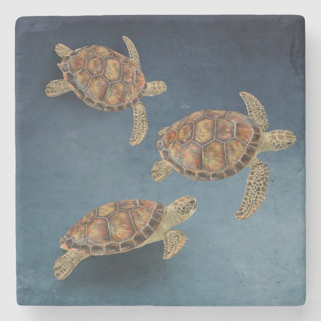 sea turtle trio trivet beverage coaster (Front)