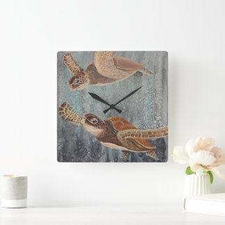Sea turtle tropical theme ocean Wall Clock