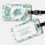 Sea Turtle Tropical Watercolor  Luggage Tag<br><div class="desc">This sea turtle luggage tag features tropical watercolor art by Victoria Grigaliunas of DoTellABelle in shades of turquoise blue and palm leaf green. Personalize the template fields with your name,  telephone number and address.</div>