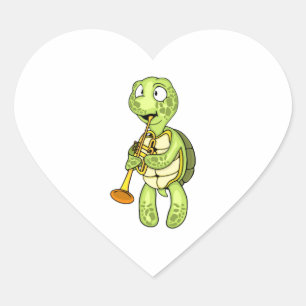 Sea Turtle Trumpet Player Kids Music Orchestra Heart Sticker