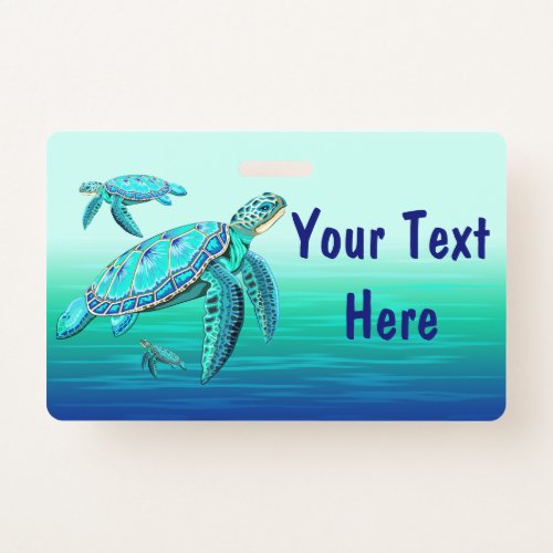 Sea Turtle Turquoise Oceanlife Badge