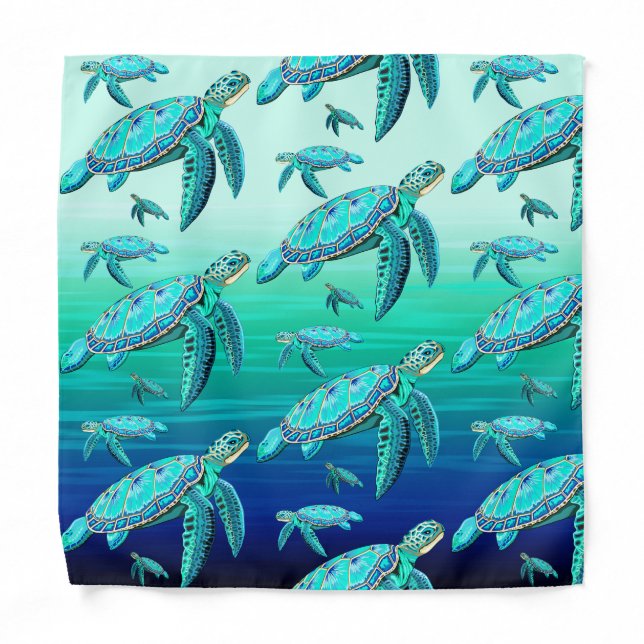 Sea Turtle Turquoise Oceanlife Bandana (Front)
