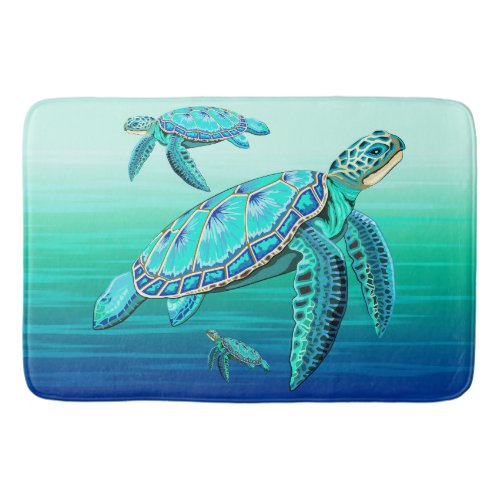 Sea Turtle Turquoise Oceanlife Bath Mat