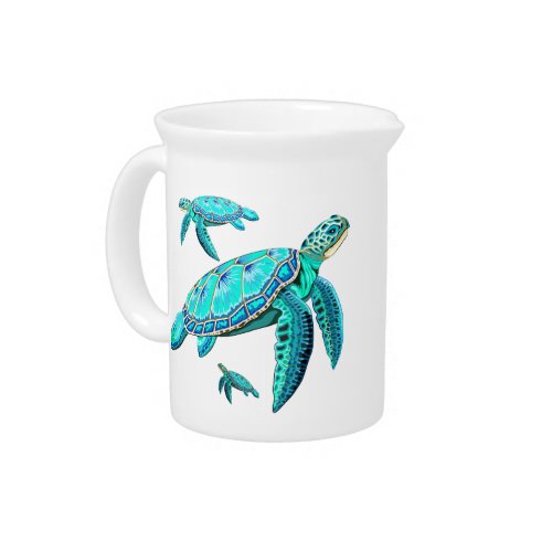 Sea Turtle Turquoise Oceanlife Beverage Pitcher