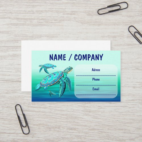 Sea Turtle Turquoise Oceanlife Business Card