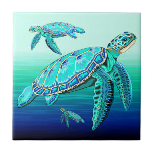 Sea Turtle Turquoise Oceanlife Ceramic Tile
