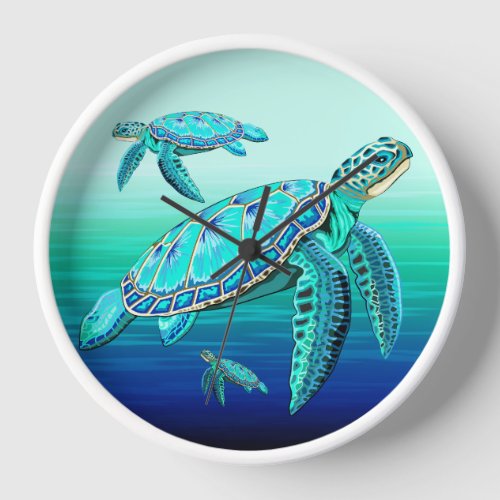 Sea Turtle Turquoise Oceanlife Clock