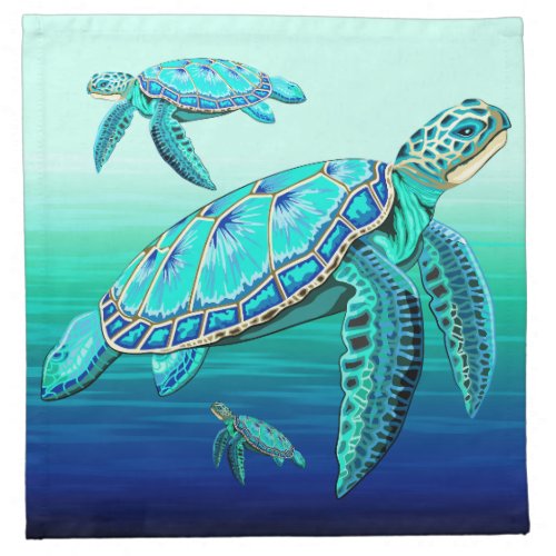Sea Turtle Turquoise Oceanlife Cloth Napkin
