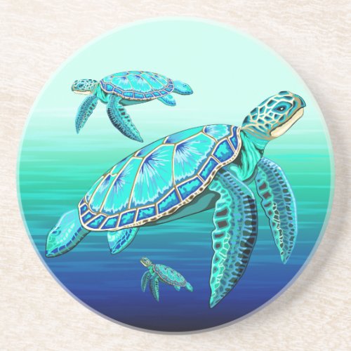 Sea Turtle Turquoise Oceanlife Coaster