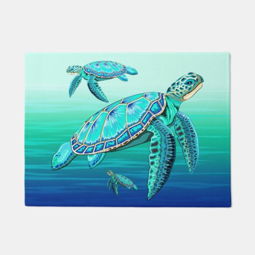 Sea Turtle Turquoise Oceanlife Doormat