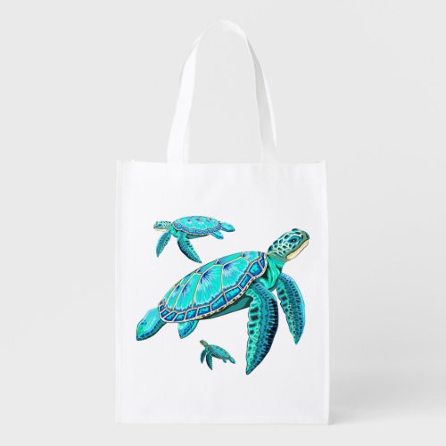 Sea Turtle Turquoise Oceanlife Grocery Bag