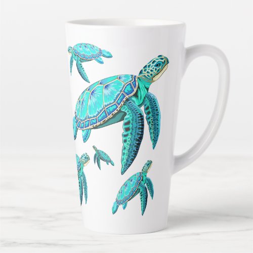 Sea Turtle Turquoise Oceanlife Latte Mug