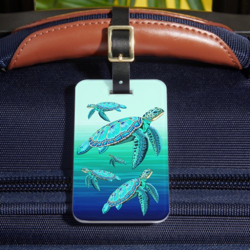 Sea Turtle Turquoise Oceanlife Luggage Tag