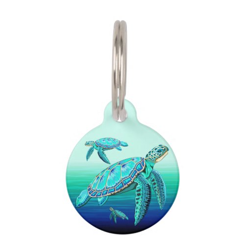 Sea Turtle Turquoise Oceanlife Pet ID Tag