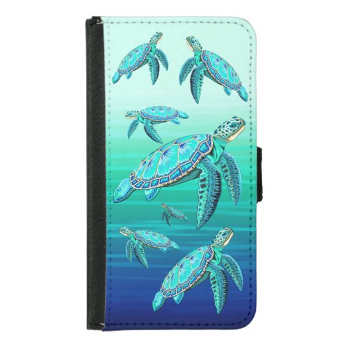 Sea Turtle Turquoise Oceanlife Samsung Galaxy S5 Wallet Case