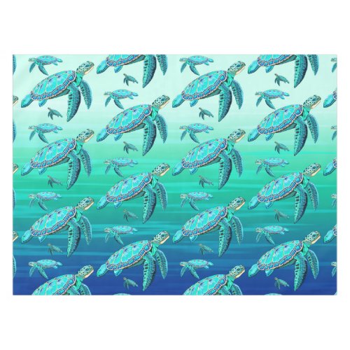 Sea Turtle Turquoise Oceanlife Tablecloth
