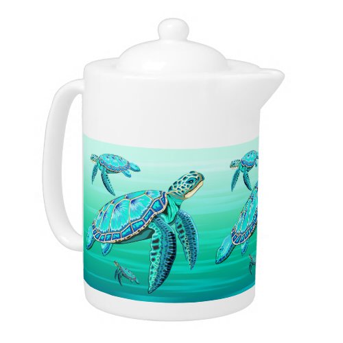 Sea Turtle Turquoise Oceanlife Teapot
