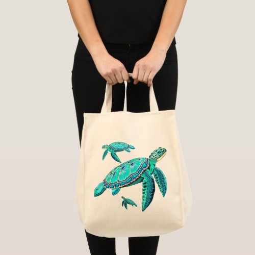 Sea Turtle Turquoise Oceanlife Tote Bag
