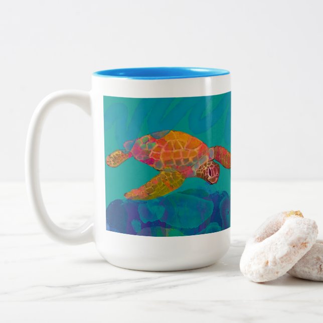 Sea Turtle Two Tone Mug (With Donut)