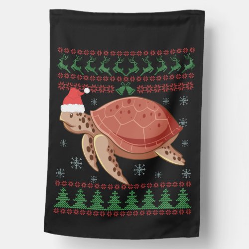 Sea Turtle Ugly Christmas Sweater Reptiles Lovers House Flag