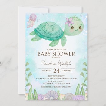 Sea Turtle Under Sea Baby Shower Invitation by figtreedesign at Zazzle