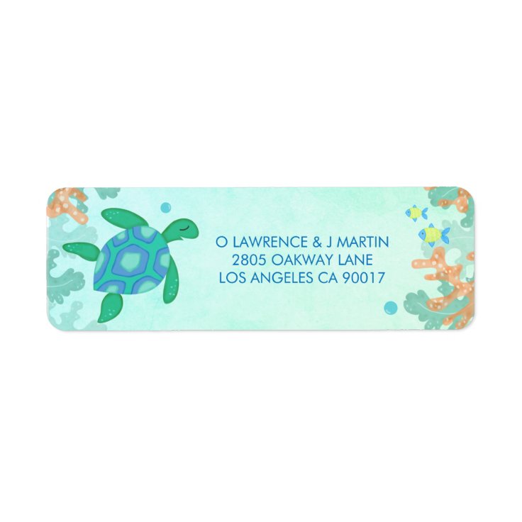 Sea Turtle Under The Sea Address Label Zazzle