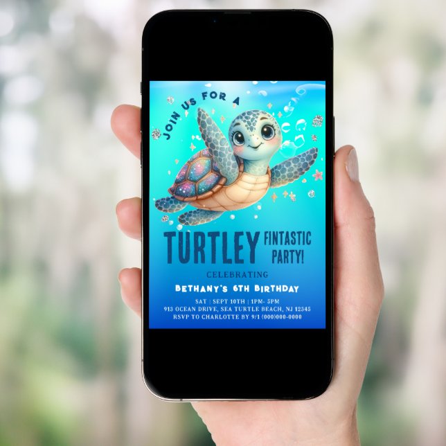 Sea Turtle Under The Sea Birthday  Invitation (Front Digital)