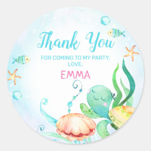Sea Turtle Under The Sea Birthday Sticker