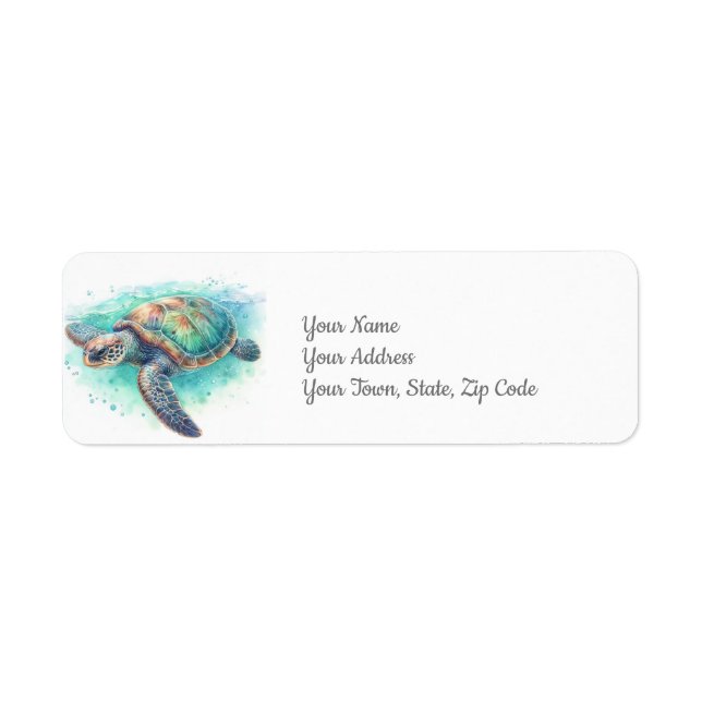 Sea Turtle Under the Sea Coastal Beach Label (Front)