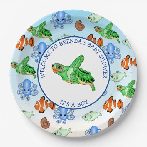 Sea Turtle Under the Sea Themed Baby Shower Paper Plates