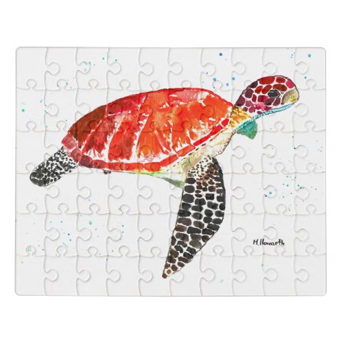 Sea turtle Under the sea Watercolor Ocean Beach Jigsaw Puzzle