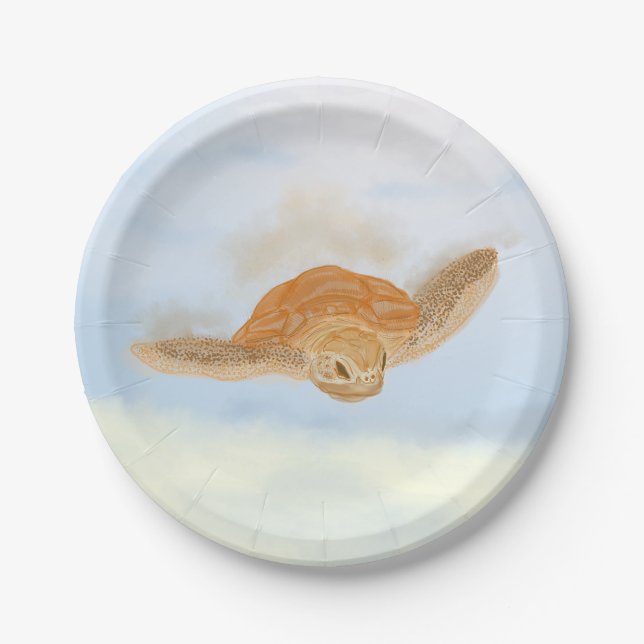 Sea Turtle under Water.  Paper Plates (Front)