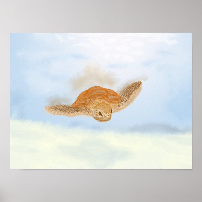 Sea Turtle under Water.  Poster (Front)