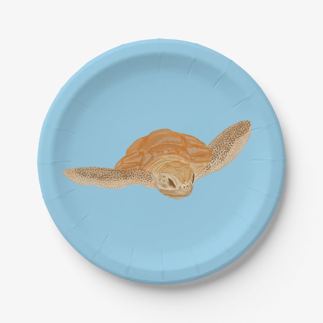 Sea Turtle under Water - transparent.  Paper Plates (Front)