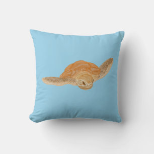 Sea Turtle under Water - transparent. Throw Pillow