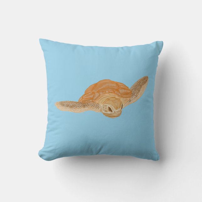 Sea Turtle under Water - transparent.   Throw Pillow (Front)