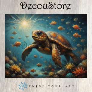 Sea Turtle Underwater Decoupage Tissue Paper