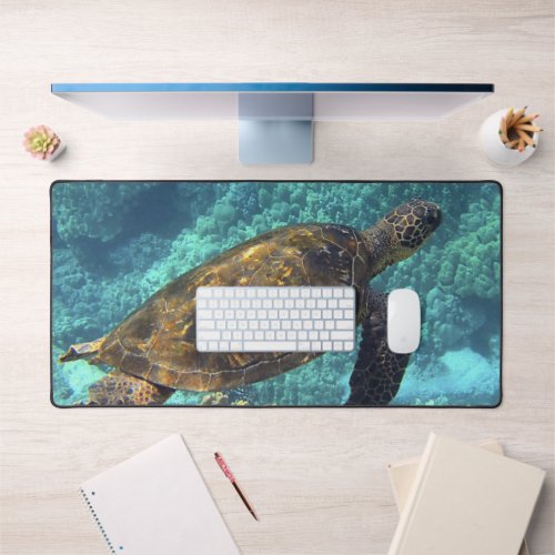 Sea Turtle Underwater or Your Photo Desk Mat