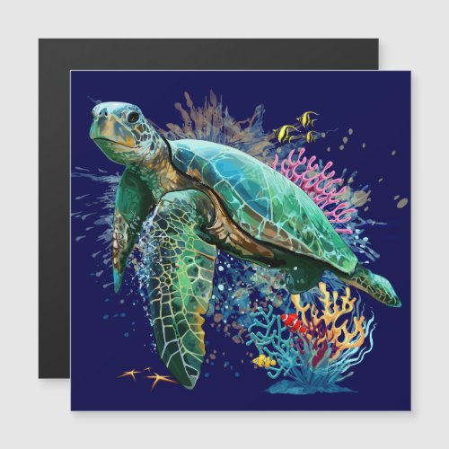 Sea turtle underwater watercolor Style