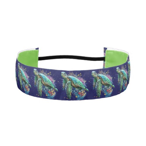 Sea turtle underwater watercolor Style Athletic Headband