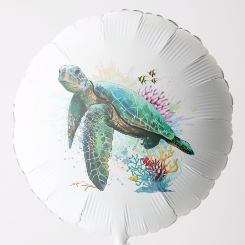 Sea turtle underwater watercolor Style Balloon