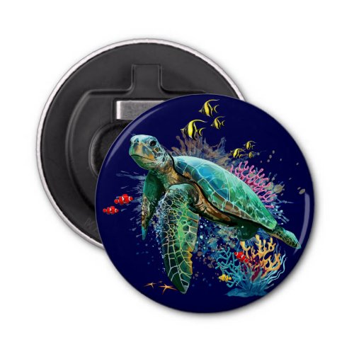 Sea turtle underwater watercolor Style Bottle Opener