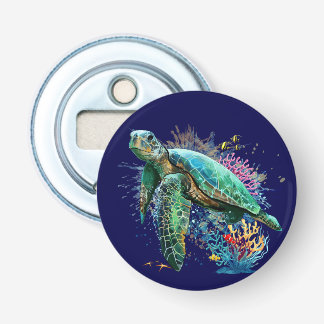 Sea turtle underwater watercolor Style Bottle Opener