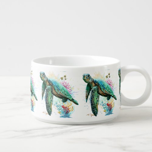 Sea turtle underwater watercolor Style Bowl