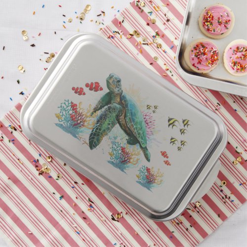 Sea turtle underwater watercolor Style Cake Pan