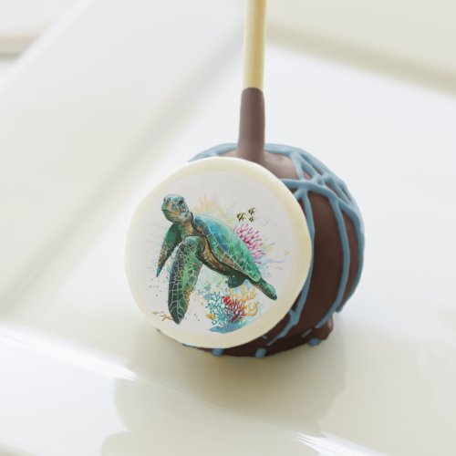 Sea turtle underwater watercolor Style Cake Pops