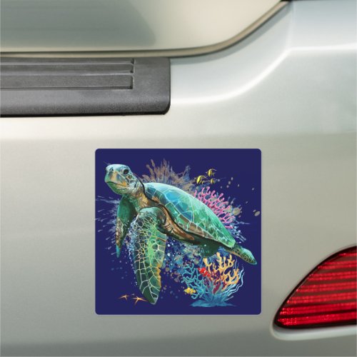 Sea turtle underwater watercolor Style Car Magnet