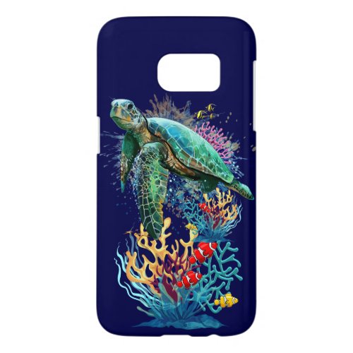 Sea turtle underwater watercolor Style Samsung Galaxy S7 Case