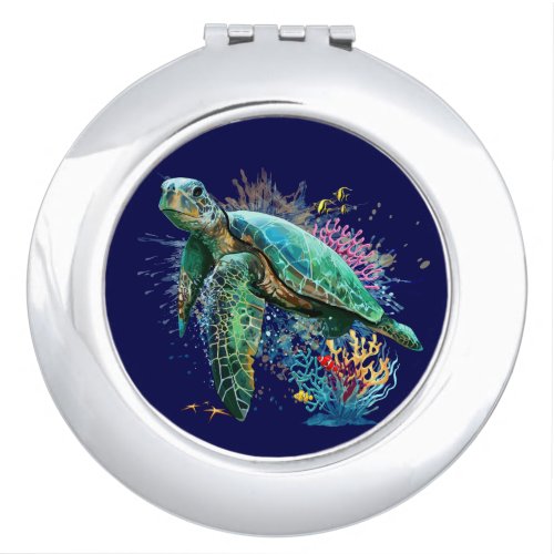 Sea turtle underwater watercolor Style Compact Mirror